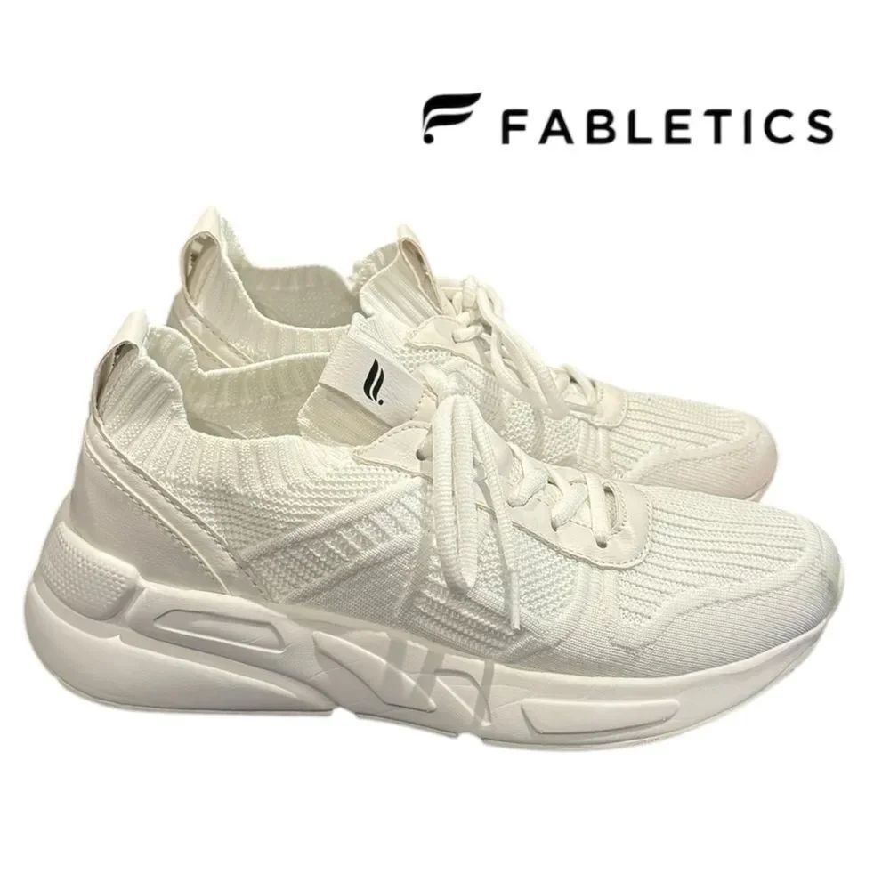 Fabletics The Everyday Sneaker II Women's White Knit Tennis Shoes 7
